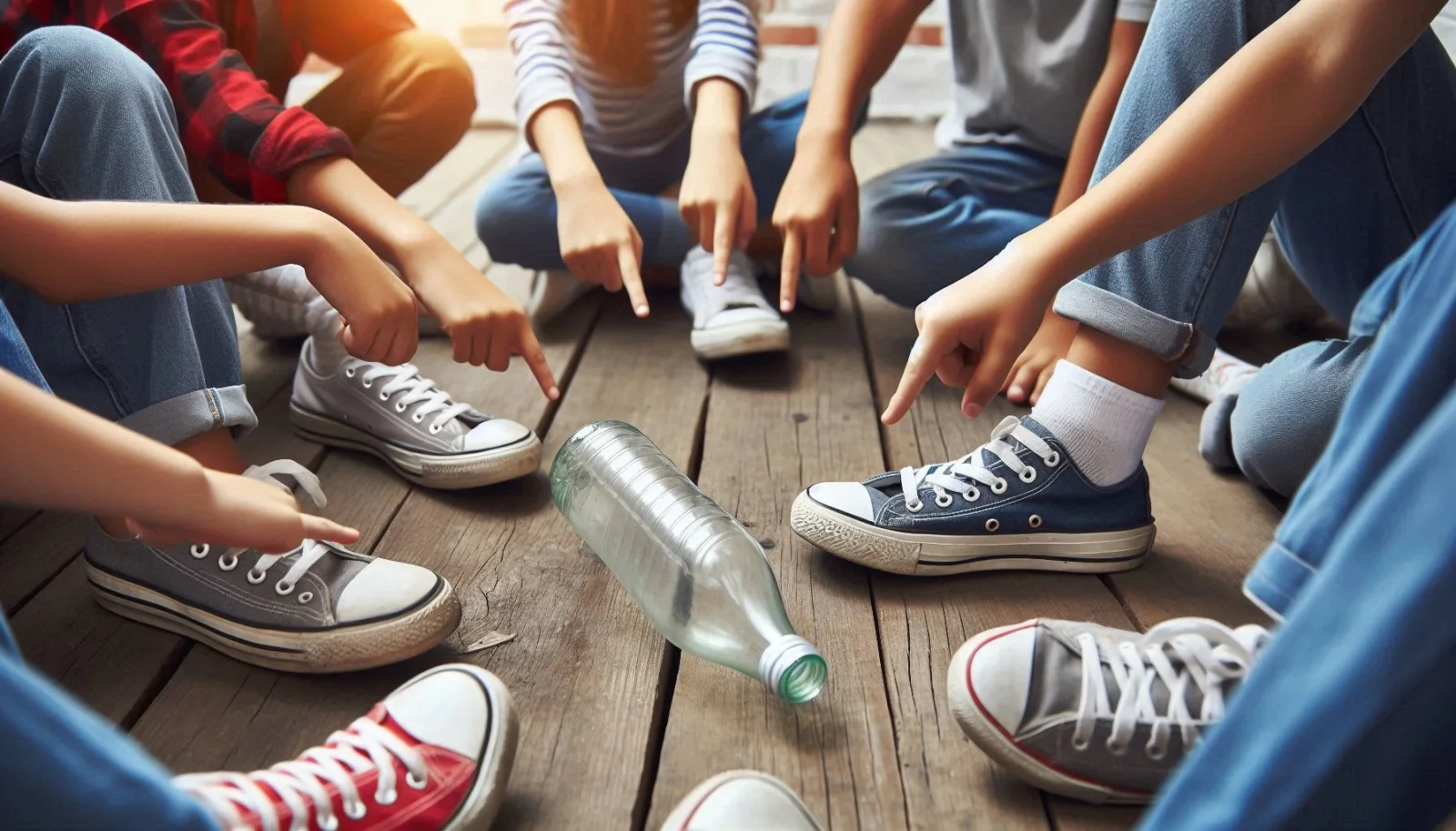 Niños jugando a la botella