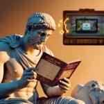 Una estatua antigua conocida leyendo un manual de juegos de mesa y de fondo 20250217 160912 0000